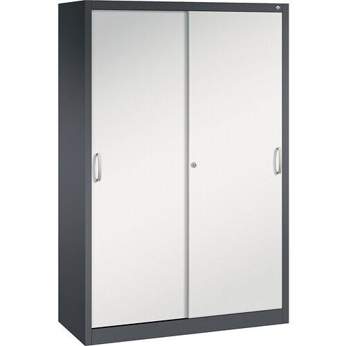 C+P ACURADO omara z drsnimi vrati, 6 nihajnih vodil, VxŠxG 1950 x 1200 x 500 mm, črno sive / svetlo sive barve Cene