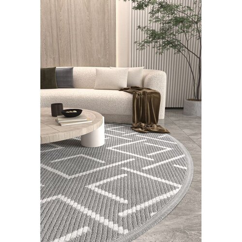 Conceptum Hypnose Tepih Vetrina 3605, O200 cm, Sivo-Bijeli Cijene