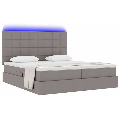  LED krevet za pohranu s madracem Sivosmeđa 180 x 200 cm Tkanina Slike