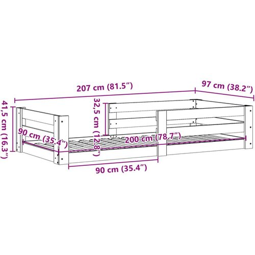 VidaXL Okvir kreveta bez madraca bijeli 90 x 200 cm masivna borovina Slike
