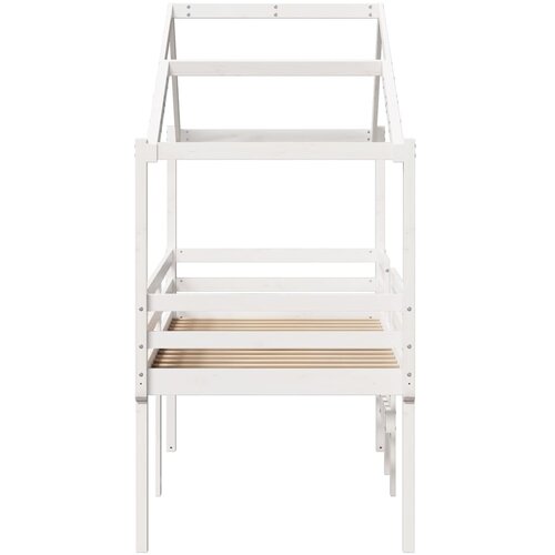  Visoki krevet s krovom bijeli 90 x 190 cm od masivne borovine Slike