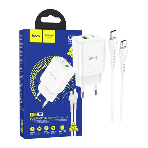 Hoco N28 Founder punjač, ​​Tip C do Tip C, PD20W, QC3.0 18W, 1m, bijeli Cijene