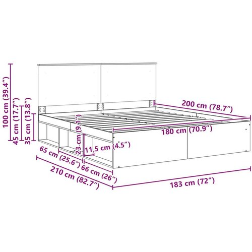  okvir za krevet beton 180 x 200 cm čvrsto borovo drvo Slike