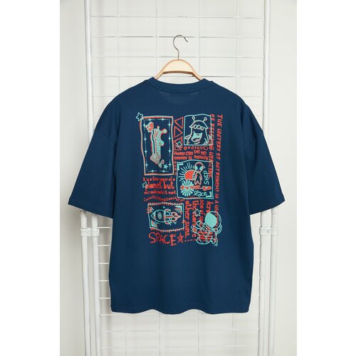 Trendyol T-Shirt - Navy blue - Oversize Slike