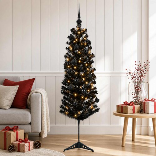  Umjetno usko božićno drvce s kuglicom 150 cm 150 LED lampica Cene