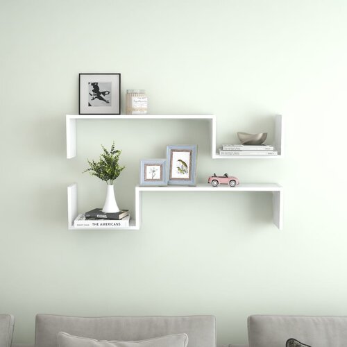 VidaXL Stenska polica 2 kosa bela 100x15x20 cm iverna plo&amp;scaron;ča Slike