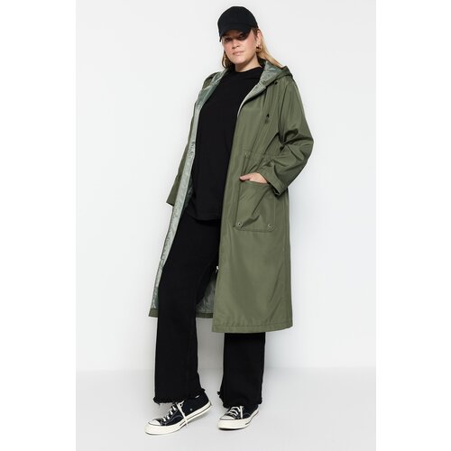 Trendyol Curve Plus Size Trench Coat - Khaki - Parkas Slike