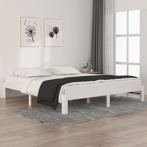 vidaXL Okvir za krevet od masivnog drva bijeli 180 x 200 cm 6FT bračni