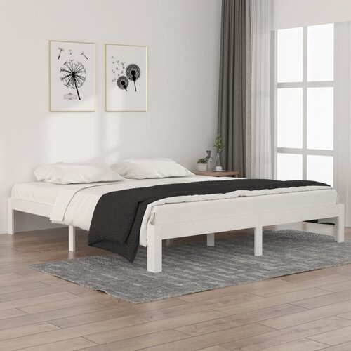 VidaXL Okvir za krevet od masivnog drva bijeli 180 x 200 cm 6FT bračni Slike