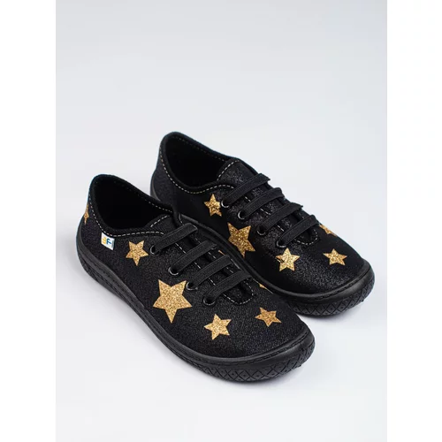 SHELOVET Slip-on black children's sneakers with 3F stars