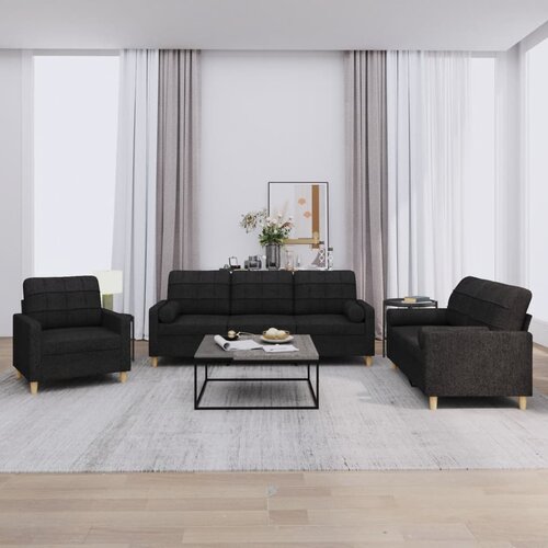  3-dijelni set sofa s jastucima crni od mikrovlakana Cijene