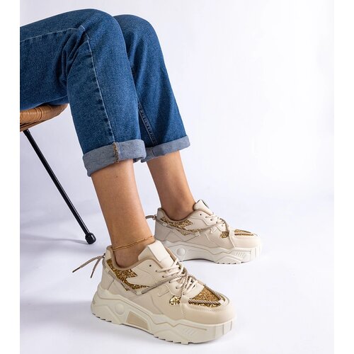 Gemre Beige women&amp;#039;s sneakers with glitter Agar Slike