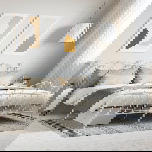 VidaXL Metalni okvir kreveta uzglavlje i podnožje bijeli 160x200 cm Slike