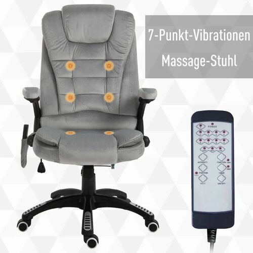  Uredska stolica s masažom i grijanjem ergonomska bar&amp;scaron;unasta siva Slike