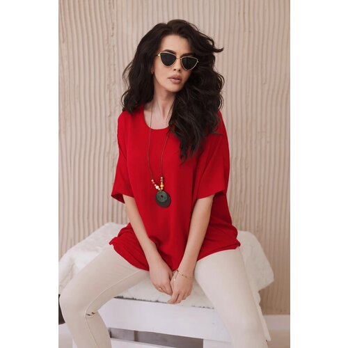 Kesi Włoski Oversized blouse with pendant red Cene