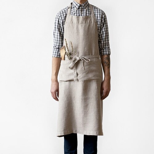 Linen Tales Bež lanen predpasnik Chef, dolžina 100 cm Cene