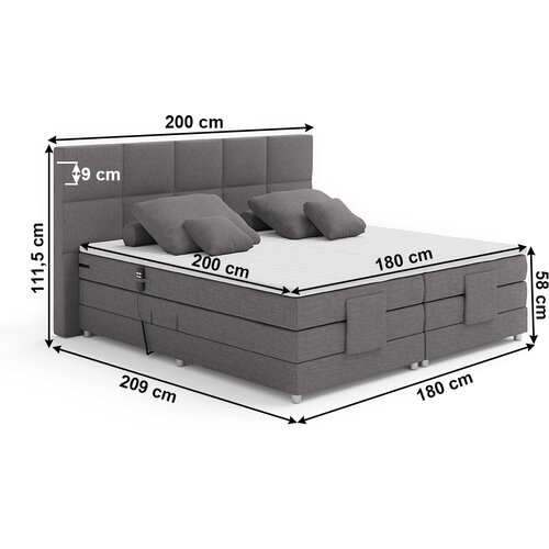 Kondela električno nastavljiva postelja, boxspring, siva, 180 x 200, murko new Slike