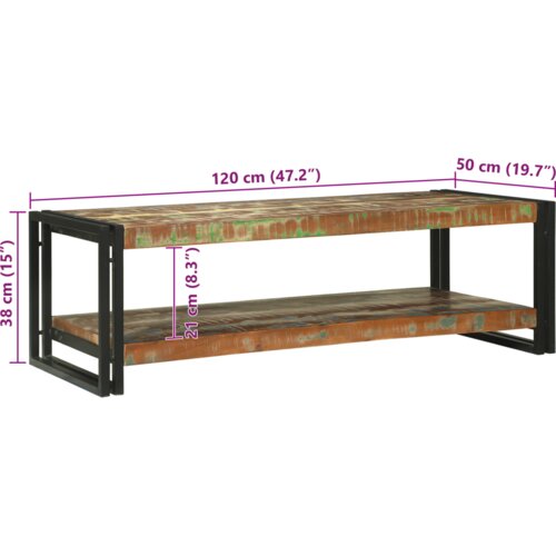 VidaXL Stolić za kavu Vi&amp;scaron;ebojni 120x50x38 cm od čvrstog drva Slike