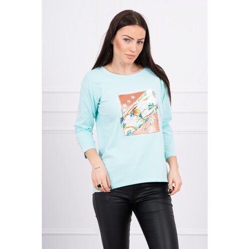 Kesi Blouse with 3D Bird mint graphics Slike