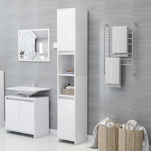 The Living Store Kopalni&amp;scaron;ka omarica bela 30x30x183,5 cm iverna plo&amp;scaron;ča - Kopalni&amp;scaron;ka Omarica, (21436594) Slike