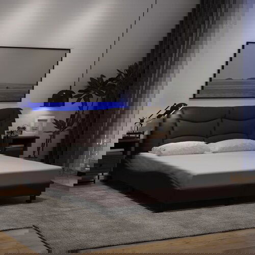 Furnova Posteljni okvir z LED brez vzmetnice temno rjav 140x200 cm, (21937994) Slike
