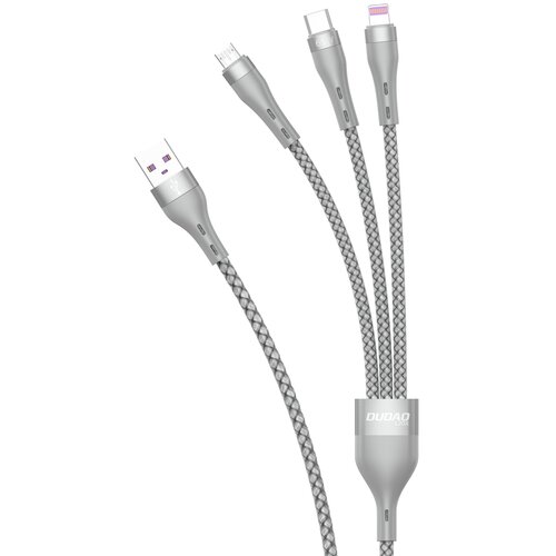 Dudao 3v1 kabel usb - lightning microusb usb-c 65W 1,2m siv, (21510629) Slike