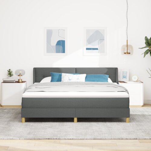 vidaXL Postelja z box springom z vzmetnico temno siva 180x200 cm tkanina Cene