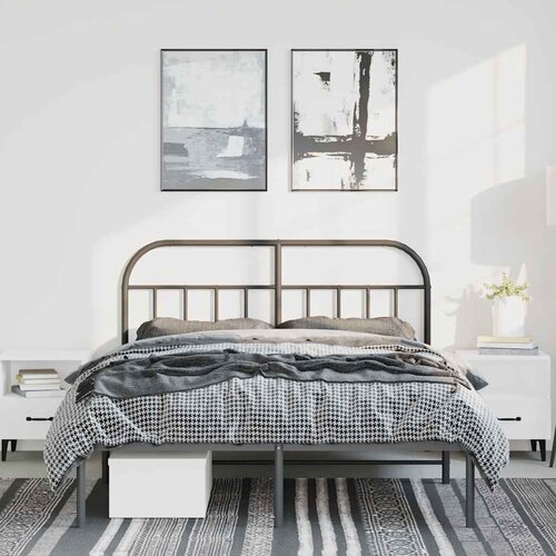  Metalni okvir za krevet s uzglavljem crni 150x200 cm Slike