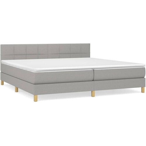  Krevet s oprugama i madracem svjetlosivi 200 x 200cm od tkanine Slike