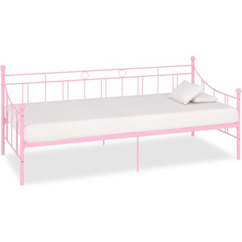 VidaXL posteljni okvir za dnevno posteljo roza kovinski 90x200 cm Slike