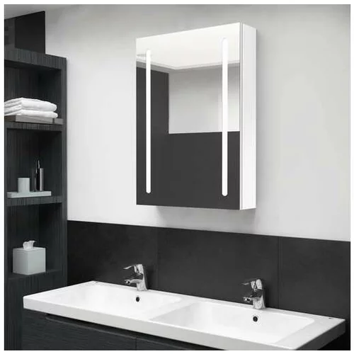  LED kopalniška omarica z ogledalom sijoče bela 50x13x70 cm