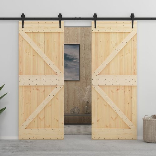Furnova Drsna vrata s kompletom vodil 90x210 cm trdna borovina, (21945084) Cene