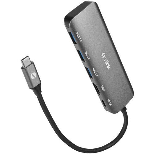 Docking station S-link SWV-USBC030 USB adapter Type-C HDMI 4K 30Hz Gray Metal Type-C to 3*USB3.0 6 in 1 1xPD Charger, 1xUSB-C Adapter, 39876 Cijene