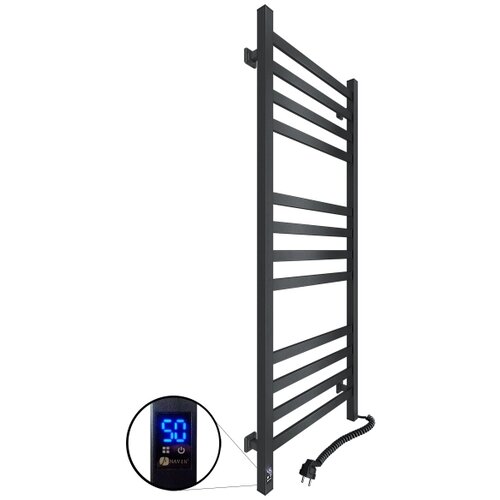  Kupatilski pe&amp;scaron;kirni ljestvičasti radijator sa termostatom AVANGARD 227W 120x48cm, crni, desni Slike