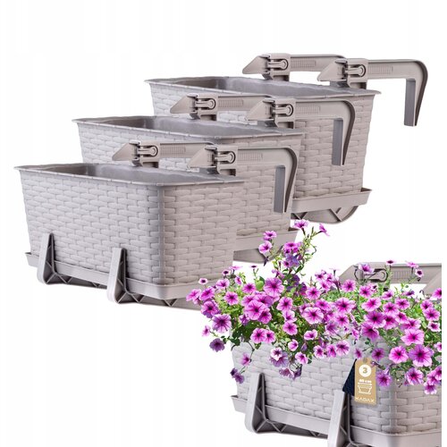 KADAX Balkonski lonec 40 cm, stojalo za cvetlične lončke, ročaji 3 kosi, (5000353519) Slike