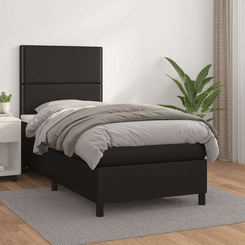  Krevet s oprugama i madracem crni 80 x 200 cm od umjetne kože Slike