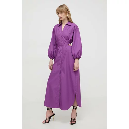Twinset Bombažna obleka vijolična barva