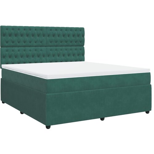 VidaXL Krevet s oprugama i madracem tamnozeleni 180x200 cm bar&amp;scaron;unasti Slike