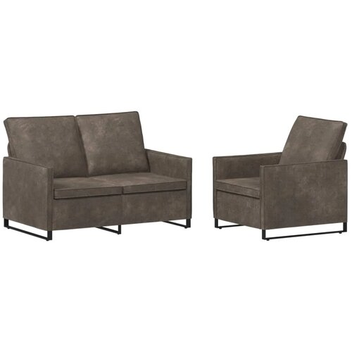  Set sofe 2 pcs Tamnosiva Umjetni sued - Tamnosiva 1-Sjedalo + 2-Sjedalo (120 cm) Slike