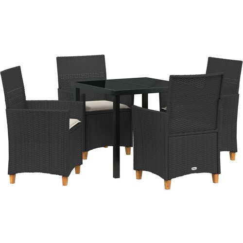 vidaXL set od 5 vrtnih blagovaonskih stolica s jastučićima / Crna / Poli ratan Cijene