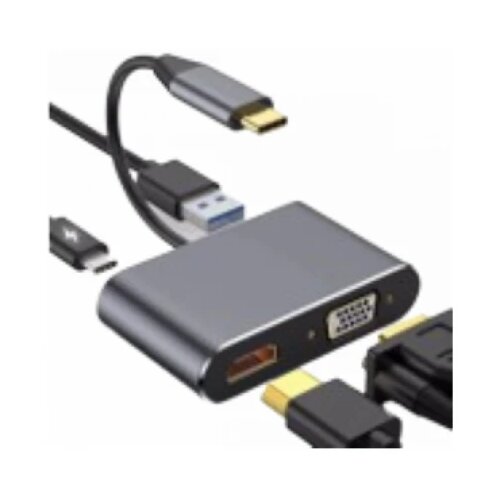 Stars Solutions Adapter USB-C na HDMI/VGA/USB/PD sivi Cene
