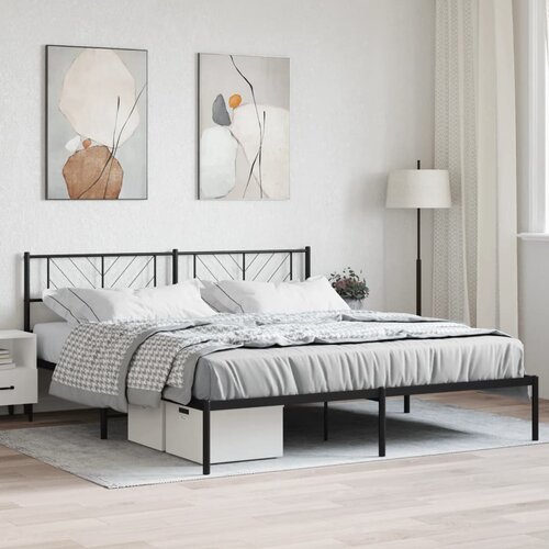 Metalni okvir za krevet s uzglavljem crni 180x200 cm Cene