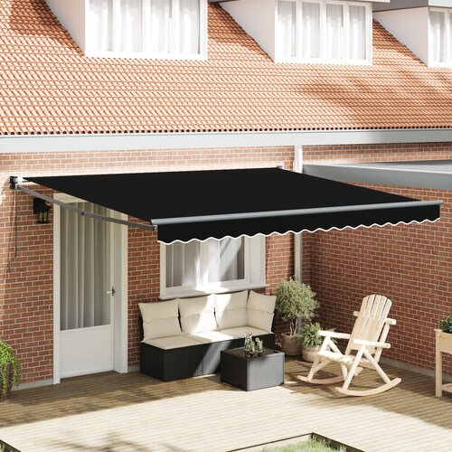 VidaXL ročna retraktibilna tenda črna 400x300 cm, nadomestni material za tenda za okvir 4x3 m črna Slike