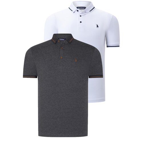 Dewberry DOUBLE SET T8586 MEN'S T-SHIRT-WHITE-ANTHRACITE Cene