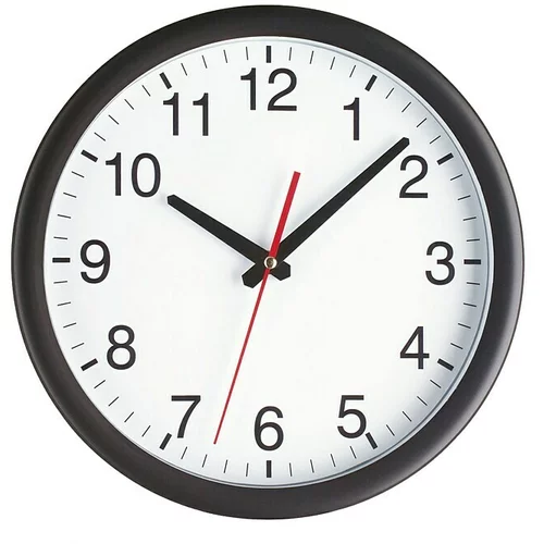 TFA okrugli zidni sat (Crne boje, Promjer: 30 cm)