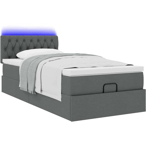 VidaXL otomanski okvir kreveta s madraca tamnosivi 80x200cm od tkanine Slike