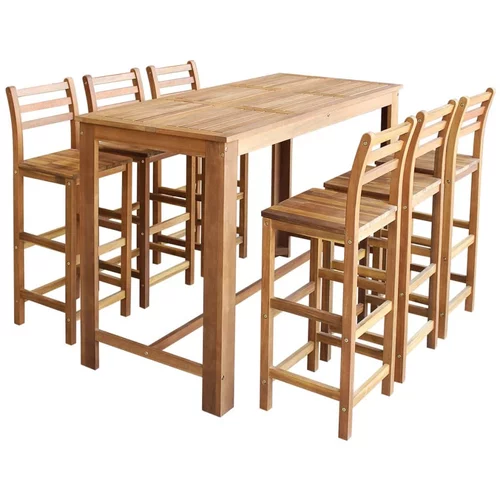 In barski stol i stolice set 7 komada od masivnog drva akacije