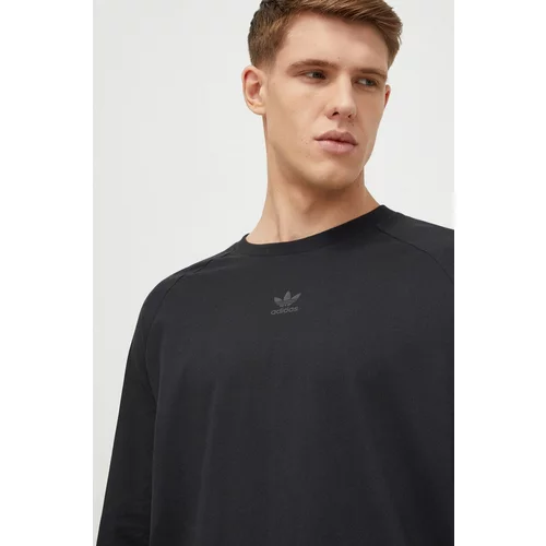 Adidas Bombažna majica z dolgimi rokavi črna barva