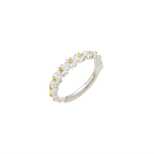 INF Nastavljiv odprt prstan z rožicami Daisy Silver, (21238047) Slike