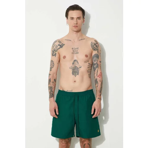 Carhartt WIP Pamučne kratke hlače Chase Swim Trunks boja: zelena, I026235.1YWXX